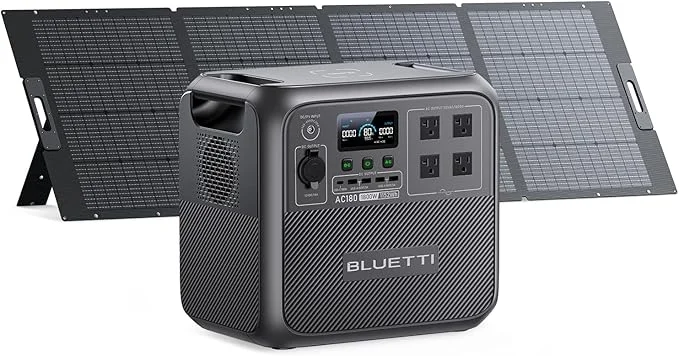 Summer Surprises Limited-Time & Limited-Quantity Deal：Travel Essentials---BLUETTI Solar Generator AC180 with 350W Solar Panel (Ships Separately), 1152Wh Portable Power Station w/ 4 1800W (2700W Surge) AC Outlets, LFP Power for Camping, Off-grid.